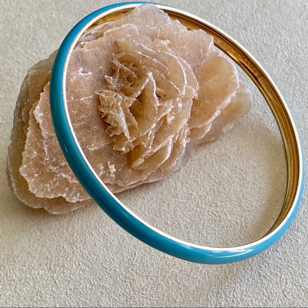 J.Crew Turquoise Gold Tone Enamel Bangle + Pouch